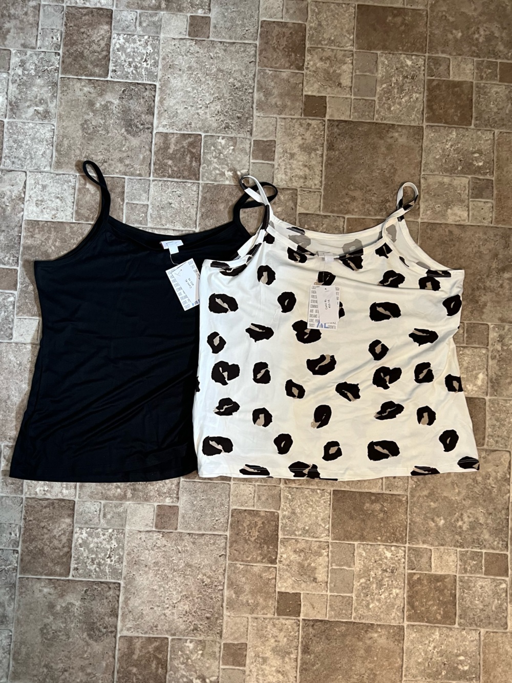 NWT XL LuLaRoe Black & White Leopard Print Cami Duo